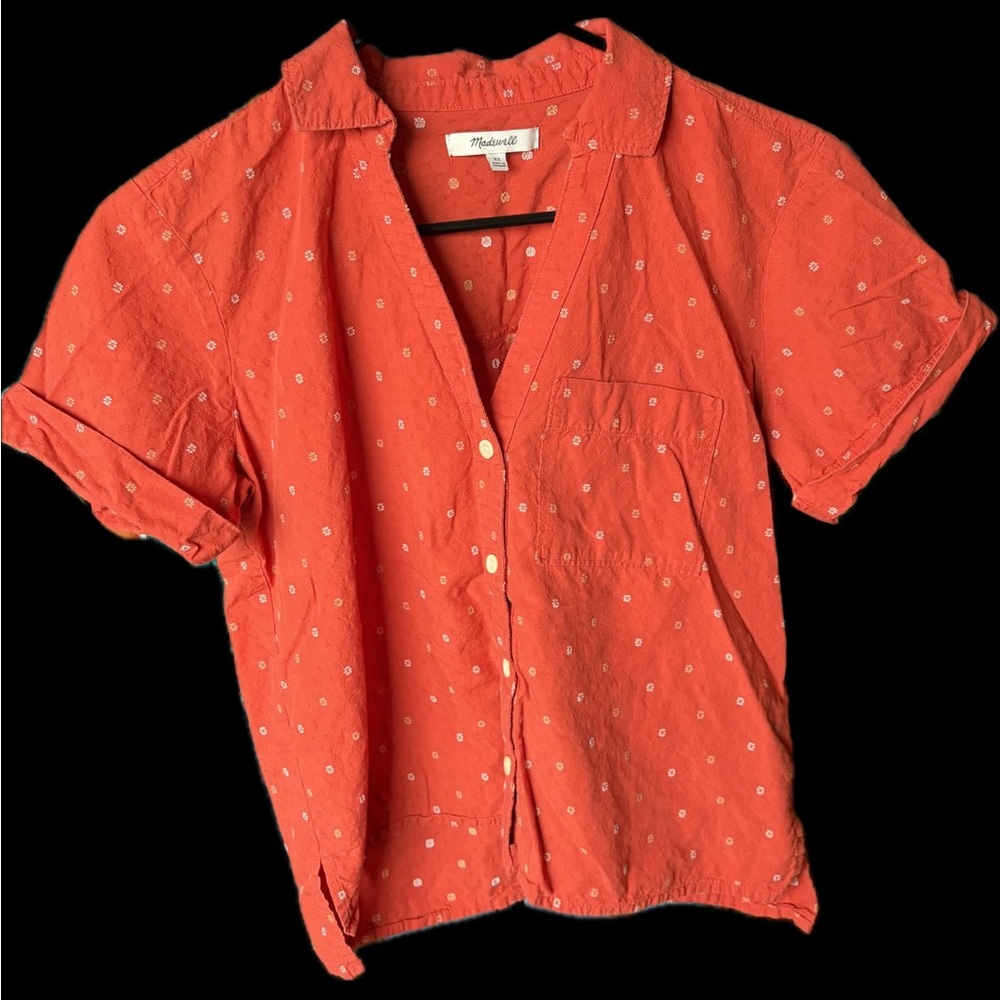 Madewell V-Neck Pocket Shirt in Floral Jacquard Women’s Size XS